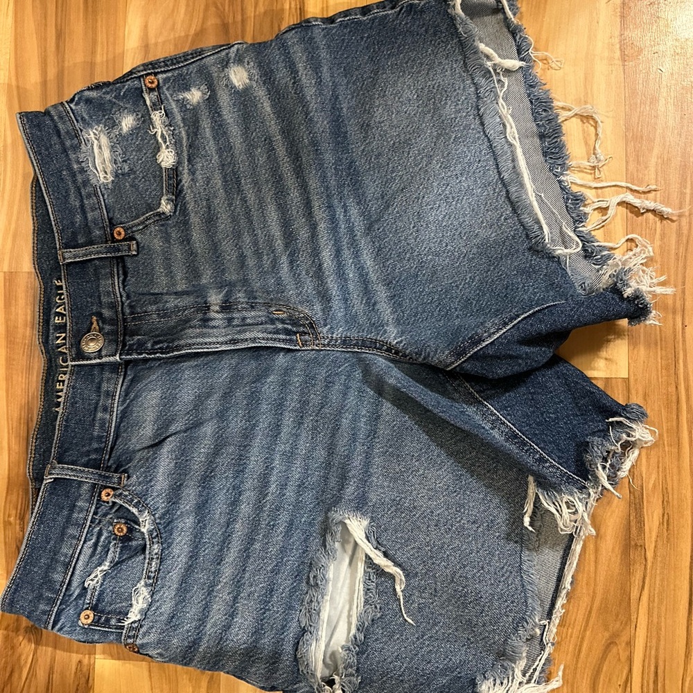 American Eagle Outfitters Blue Jean Shorts Distressed Cut-Off